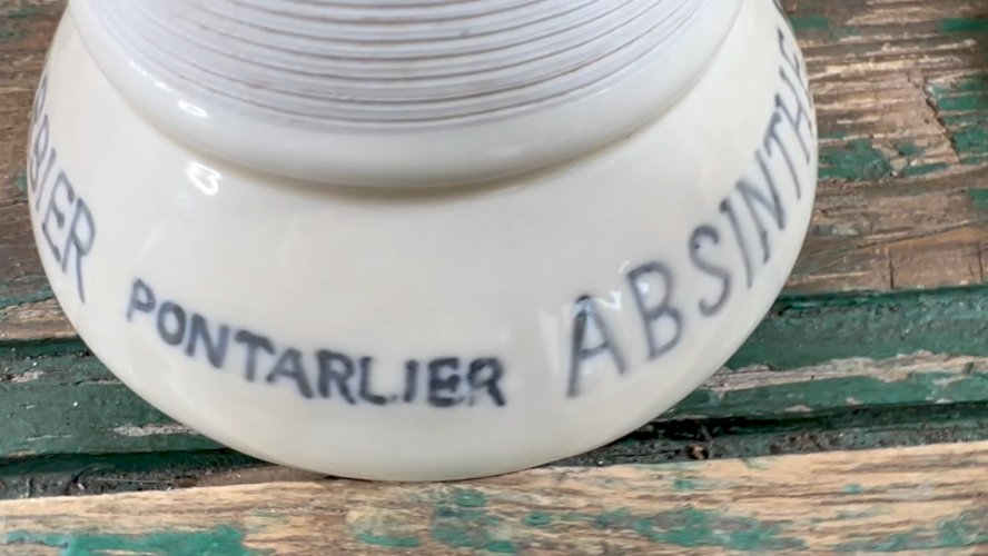 Ancien pyrogène en céramique – “Absinthe Barbier Pontarlier Doubs” – vers 1900