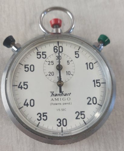 Ancien rare chronomètre mécanique, Hanhart Amigo, 1/5 sec., vintage