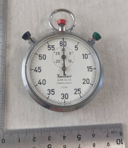 Ancien rare chronomètre mécanique, Hanhart Amigo, 1/5 sec., vintage