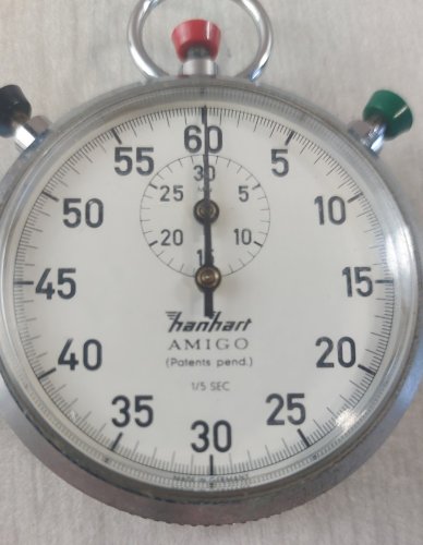 Ancien rare chronomètre mécanique, Hanhart Amigo, 1/5 sec., vintage