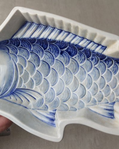 Ancien rare moule forme poisson, en céramique de Villeroy & Boch, Dresden