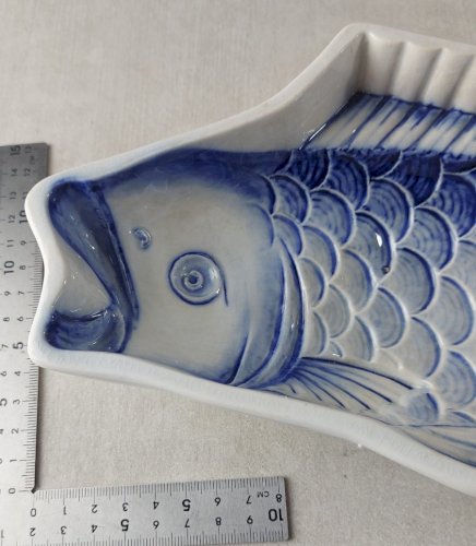 Ancien rare moule forme poisson, en céramique de Villeroy & Boch, Dresden
