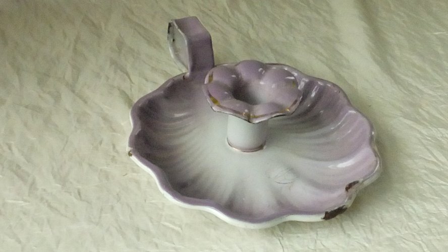 ANCIEN RAT DE CAVE BOUGEOIRE EN TOLE ÉMAILLÉE ART POPULAIRE ANNEE 1920**