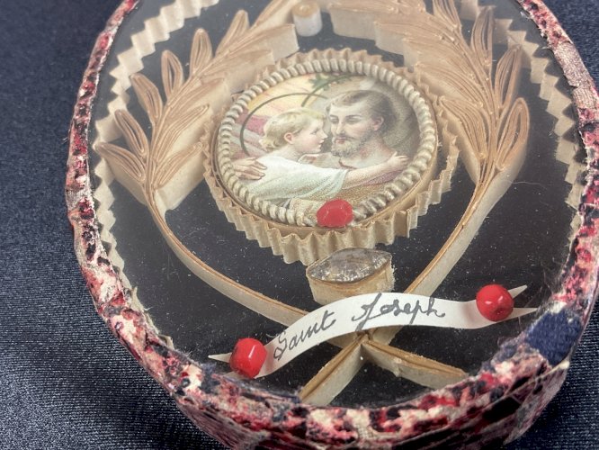 Ancien Reliquaire CADRE  relique SAINT JOSEPH