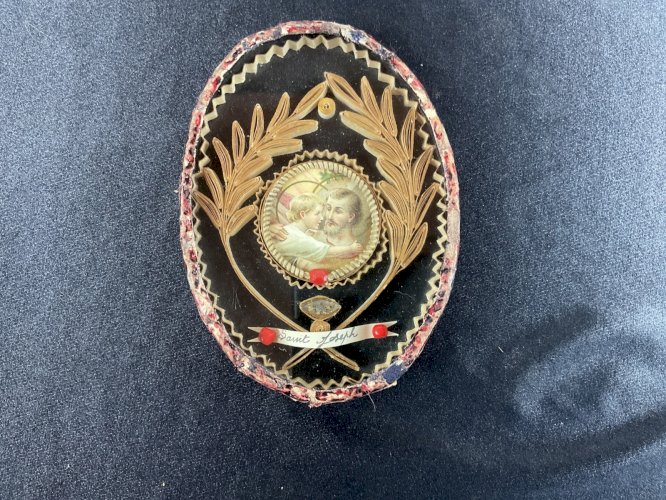 Ancien Reliquaire CADRE  relique SAINT JOSEPH