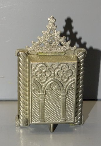 -ANCIEN RELIQUAIRE DE POCHE SANTIAGO en ZAMAC COLLECTION RELIGION   D