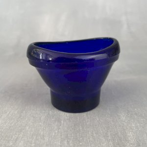 Ancien rince oeil en verre bleu cobalt OPTREX garde la vue