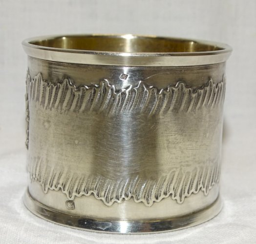 -ANCIEN ROND de SERVIETTE ARGENT Poinçon MINERVE 1 + Orfèvre CARTOUCHE VIERGE  D