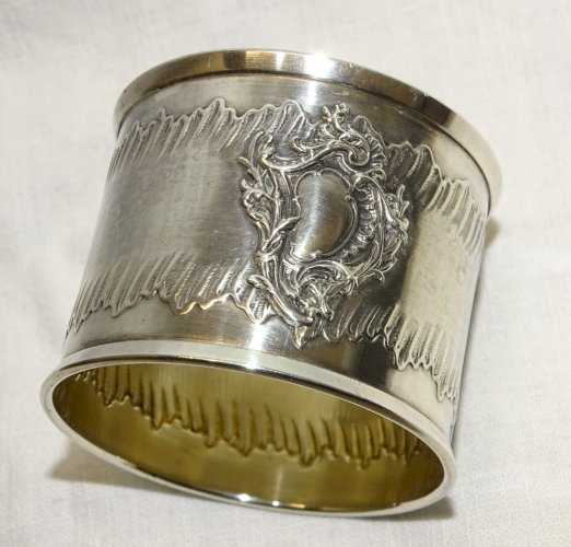 -ANCIEN ROND de SERVIETTE ARGENT Poinçon MINERVE 1 + Orfèvre CARTOUCHE VIERGE  D