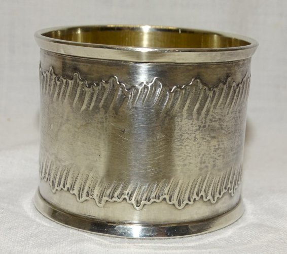 -ANCIEN ROND de SERVIETTE ARGENT Poinçon MINERVE 1 + Orfèvre CARTOUCHE VIERGE  D