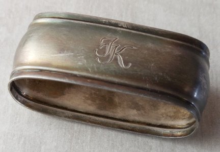Boutons De Manchette Anciens En Argent 835 - Décor Monogramme, Paire D'occasion En Très Bon état