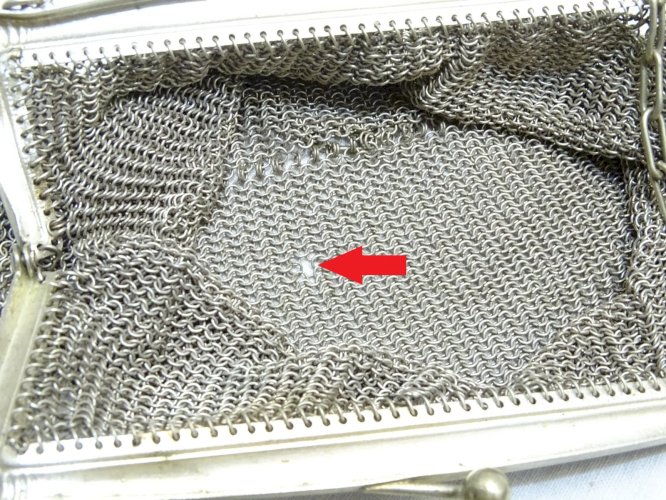 -ANCIEN SAC BOURSE MAILLES  METAL ARGENTE SAC A MAIN SAC DE BAL MINAUDIERE   D