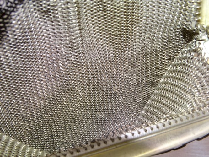-ANCIEN SAC BOURSE MAILLES  METAL ARGENTE SAC A MAIN SAC DE BAL MINAUDIERE   D