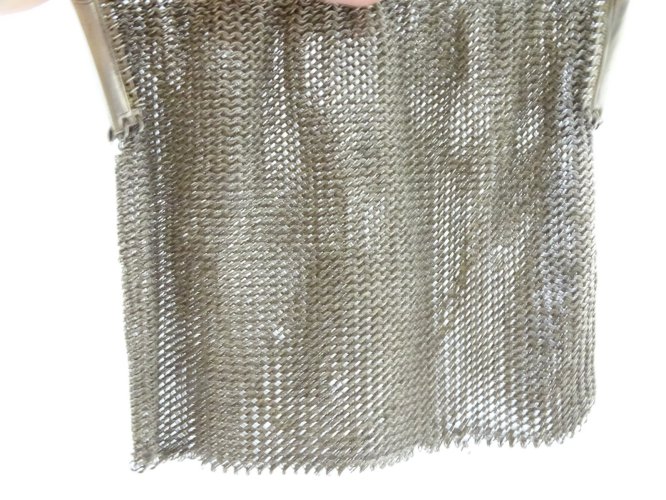 -ANCIEN SAC BOURSE MAILLES  METAL ARGENTE SAC A MAIN SAC DE BAL MINAUDIERE   D