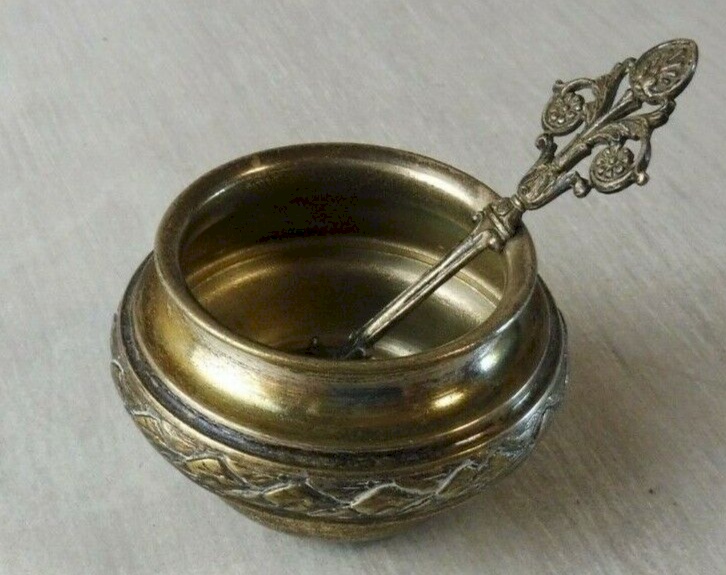 SALIERE SALERON ANCIEN Argent Massif Vermeil Antique Silver Salt Cellar