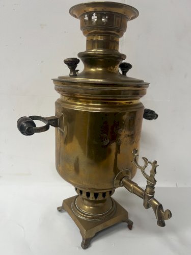 Ancien Samovar Russe en cuivre jaune XIX siècle