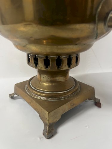 Ancien Samovar Russe en cuivre jaune XIX siècle