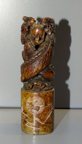 -ANCIEN SCEAU CHINOIS MARBRE 2 DRAGONS 5 BATONS de CIRE de COULEUR COLLECTION  D