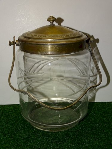 -ANCIEN SEAU A BISCUITS en VERRE AVEC QUELQUES MOTIFS VINTAGE COLLECTION   D