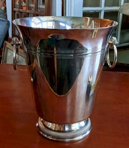 Ancien Seau À Champagne À Glace Métal Argenté Godrons Art De La Table Ancien