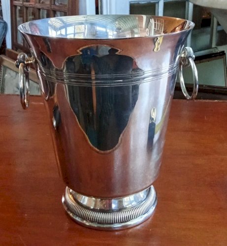 Ancien Seau À Champagne À Glace Métal Argenté Godrons Art De La Table Ancien