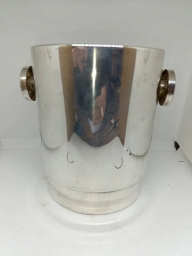 ancien seau a champagne metal argente poincon Ghioni Adolphe ? debut 20eme en bon etat