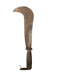 Old Italian-style wrought iron sickle Antique gardening tools garden pop art