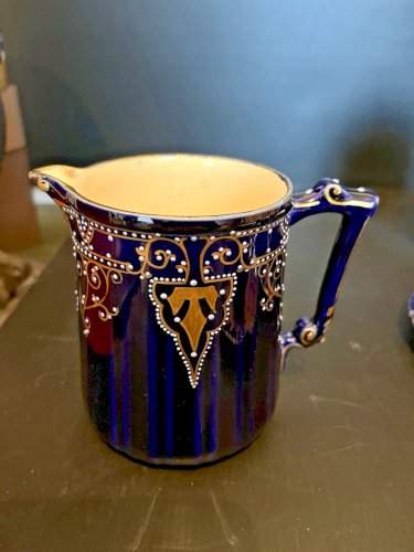 ancien service à cafe bleu décor perle et dorures HB  Choisy le Roi  9 pieces