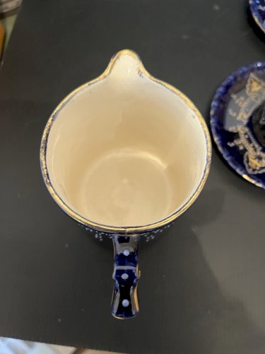 ancien service à cafe bleu décor perle et dorures HB  Choisy le Roi  9 pieces