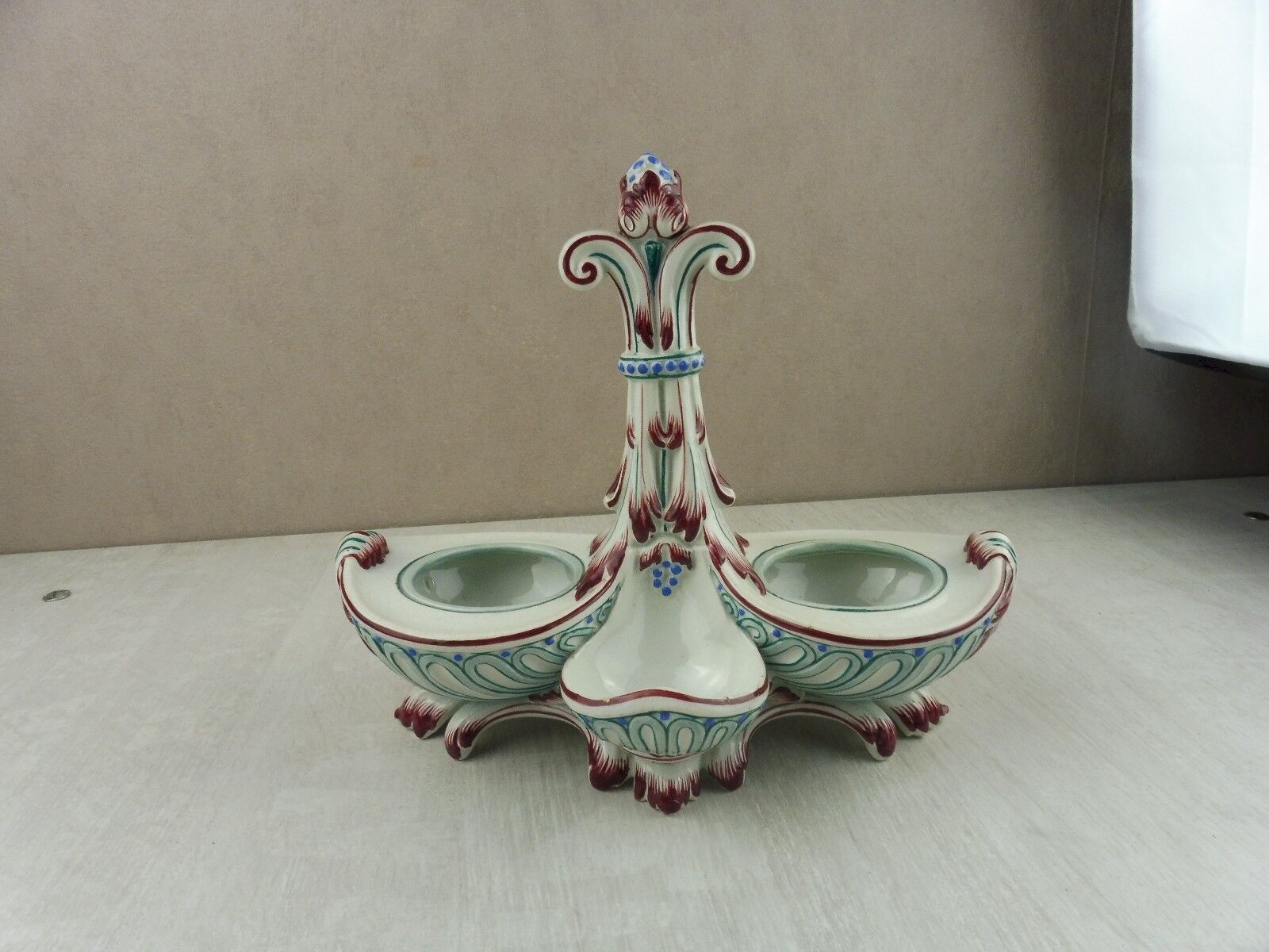 Ancien Moutardier Service à Condiment - Porcelaine De France - Déco Chat
