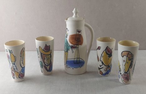 Vintage orangeade set, ceramic from Vallauris, CMS Jon