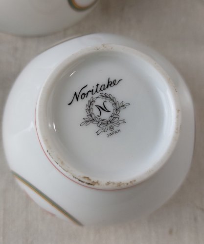 Ancien service à thé, bols / tasses + théière, Noritake Japan ^