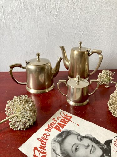 Ancien service à thé et café Art déco en métal argenté