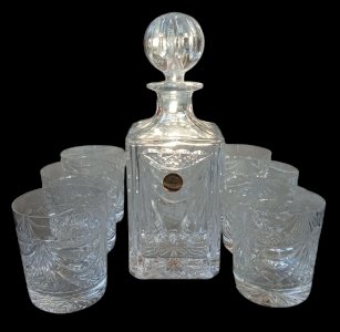 Ancien Service À Whisky 6 Verres + Carafe Cristal Lorraine Les Grands Ducs