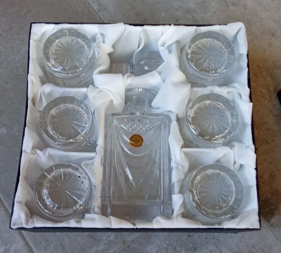 Ancien Service À Whisky 6 Verres + Carafe Cristal Lorraine Les Grands Ducs