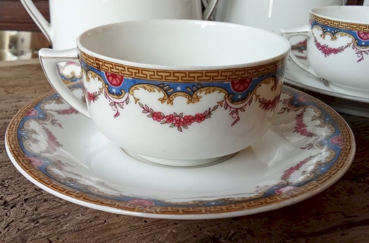 Ancien Service Café A. Lanternier  & Cie Porcelaine Limoges 16 Pièces