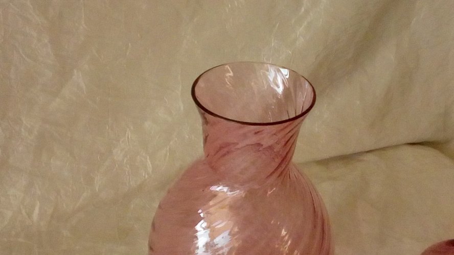 ANCIEN SERVICE DE NUIT CARAFE GOBELET EN VERRE MODELE BAMBOU**