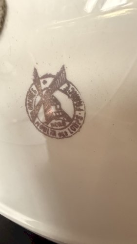 Ancien serviteur muet 3 étages en porcelaine Décor floral Bleu et Or