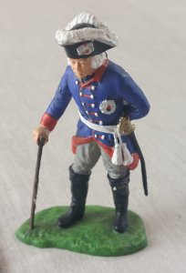 Ancien soldat, alter Fritz / Frederic II, en plastique peint, Elastolin