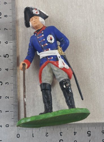 Ancien soldat, alter Fritz / Frederic II, en plastique peint, Elastolin