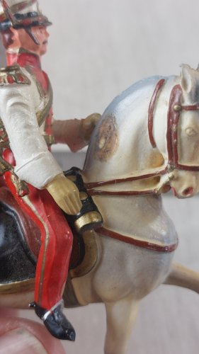 Ancien soldat, cavalier, en plastique peint, Starlux Empire