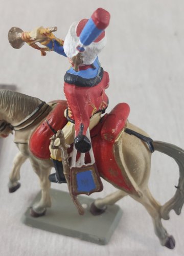 Ancien soldat, cavalier trompette, Hussard, en plastique peint, Starlux Empire