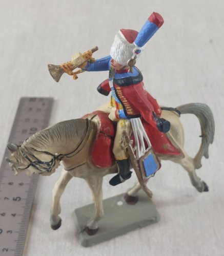Ancien soldat, cavalier trompette, Hussard, en plastique peint, Starlux Empire