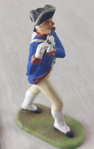 Ancien soldat, joueur de flute, en plastique peint, Elastolin