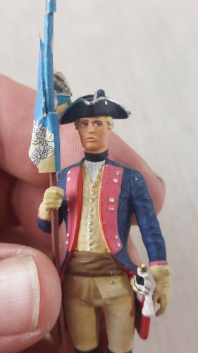 Ancien soldat, officier prussien, en plastique peint, Preiser / Elastolin