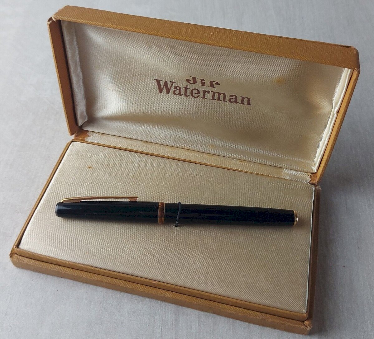 Ancien Stylo Plume Or 18k Waterman JIF Vintage Dor Noir Plastique