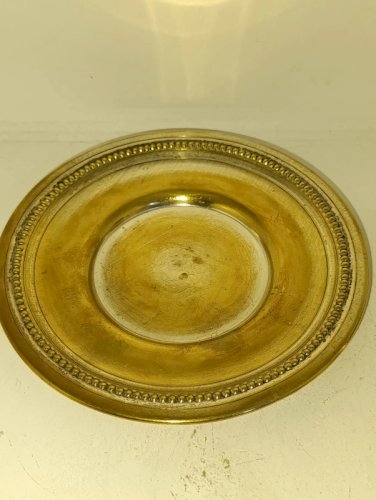 ancien sucrier en verre avec monture en metal argenté poinconné (TN?) en bon etat