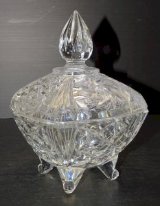 - ANCIENT SUGAR BOWL CANDY POT BOHEMIAN CRYSTAL DISPLAY COLLECTION D