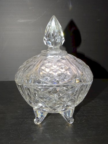 -ANCIEN SUCRIER POT A BONBONS CRISTAL de BOHEME COLLECTION DECO VITRINE   D