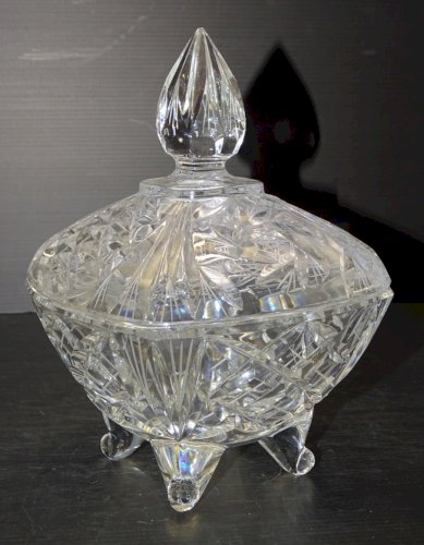 -ANCIEN SUCRIER POT A BONBONS CRISTAL de BOHEME COLLECTION DECO VITRINE   D